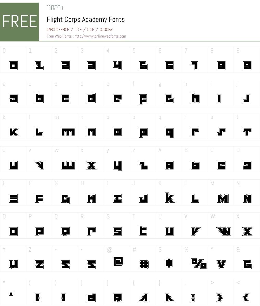 Flight Corps Academy Font Screenshots