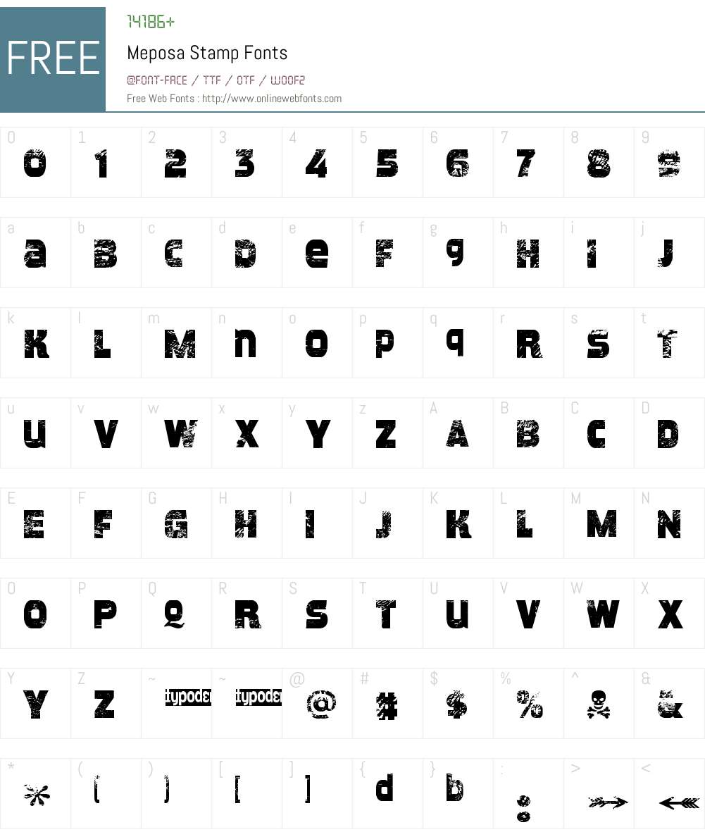 Meposa Stamp Font Screenshots