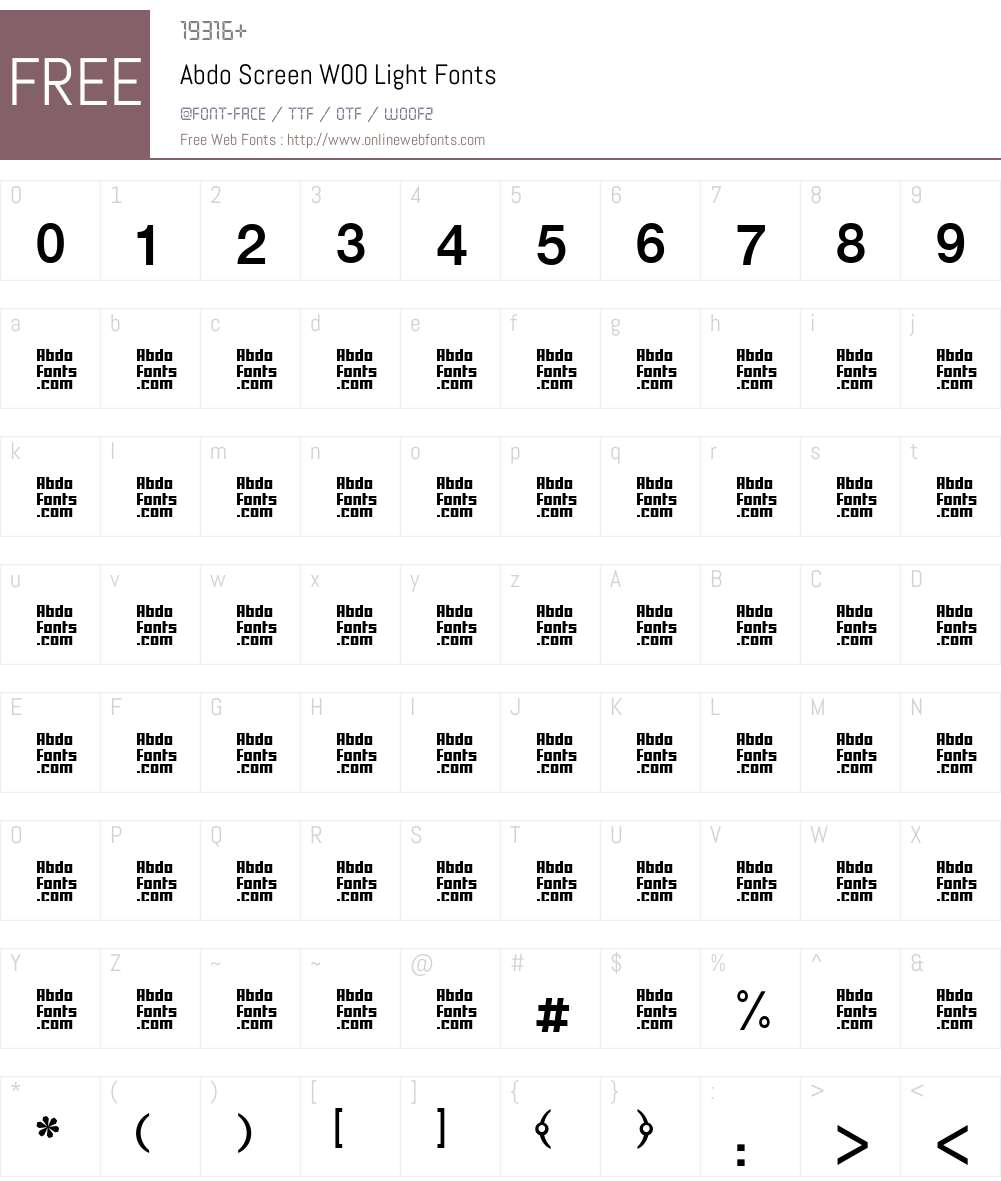 Abdo Screen Font Screenshots
