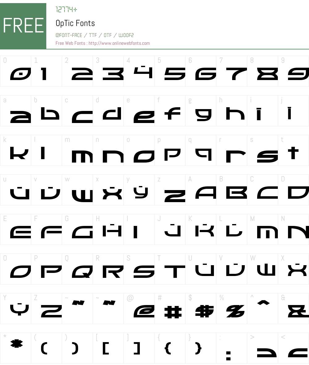 OpTic Font Screenshots