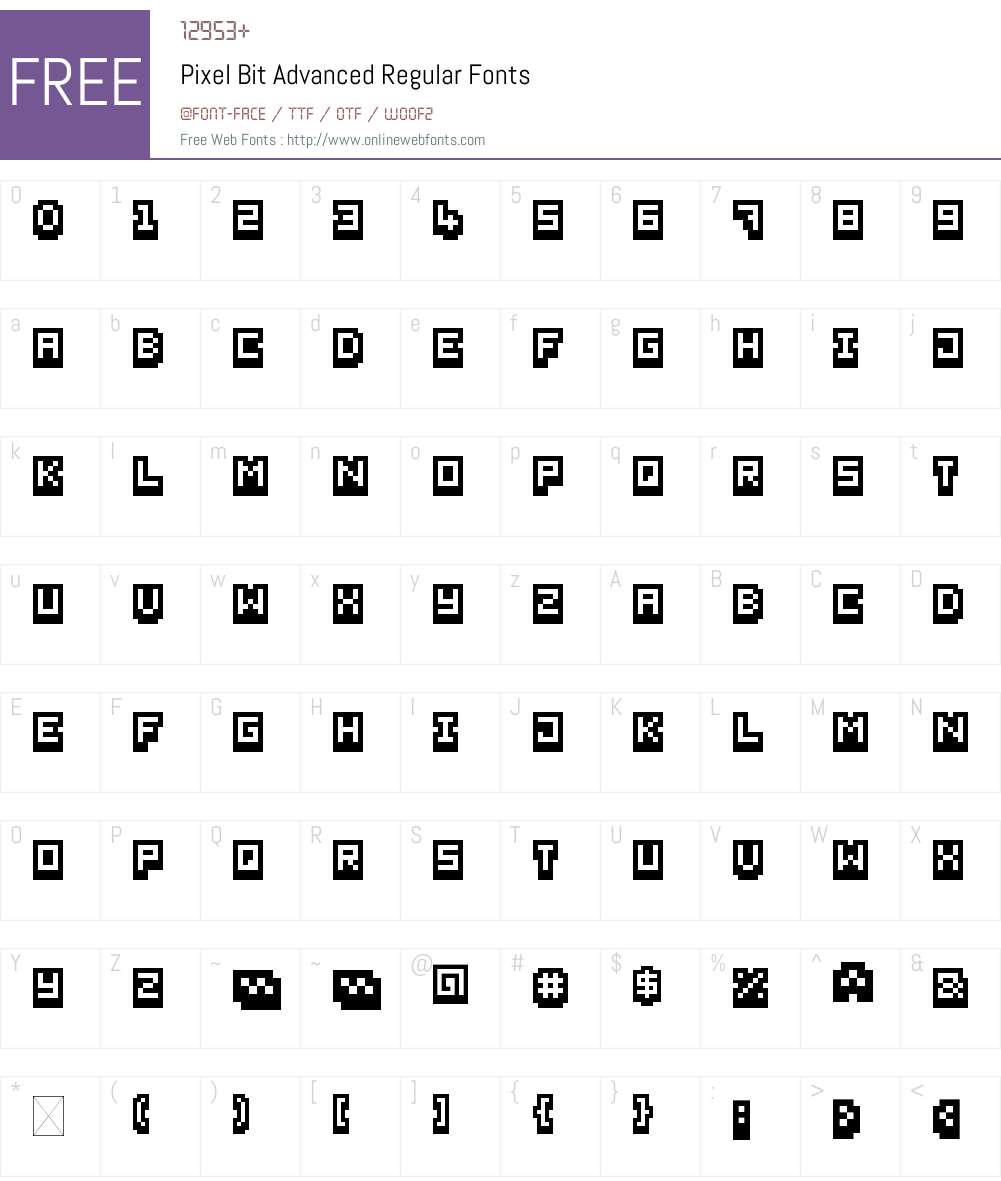 Pixel Bit Advanced Font Screenshots