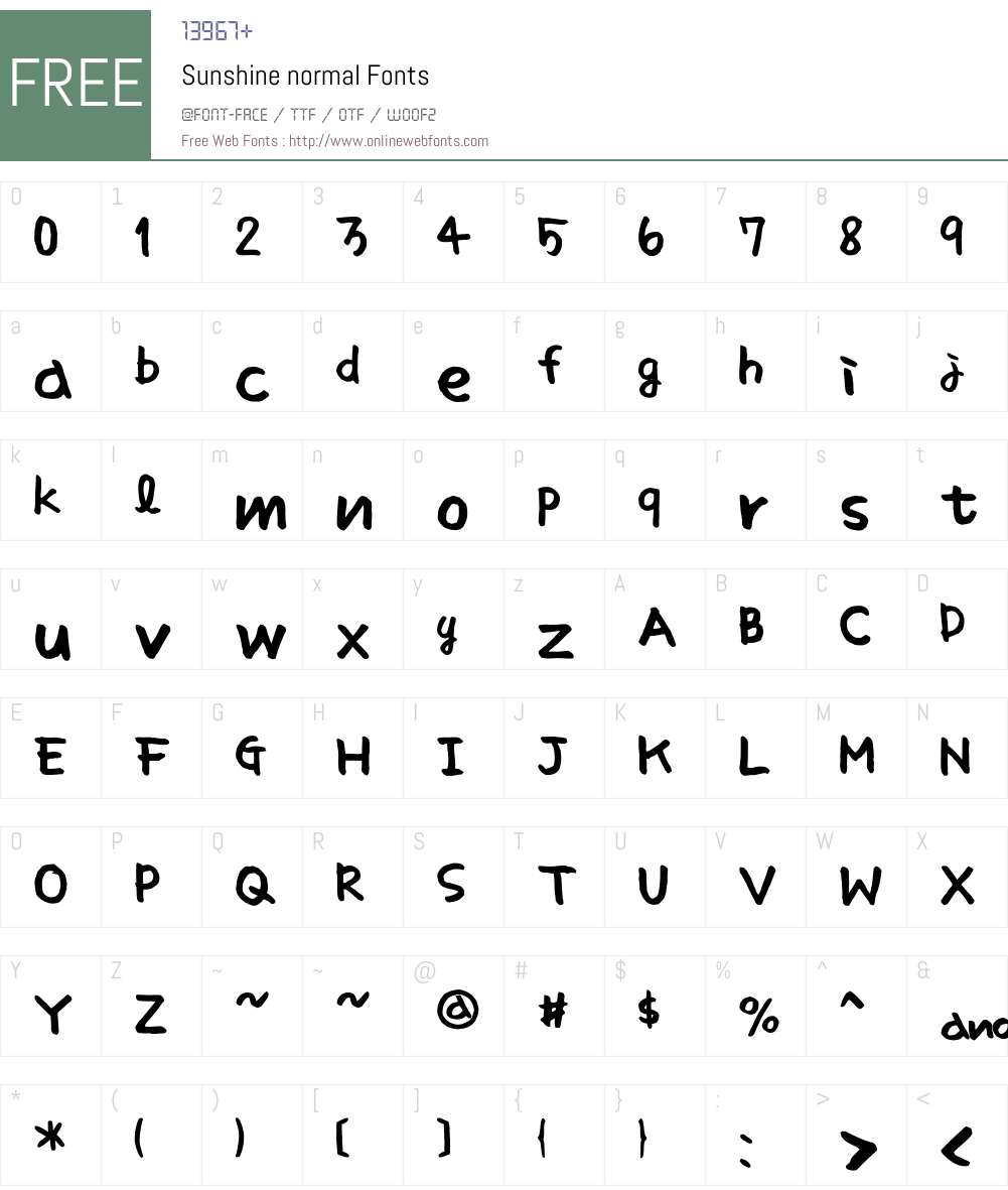 Sunshine normal Font Screenshots