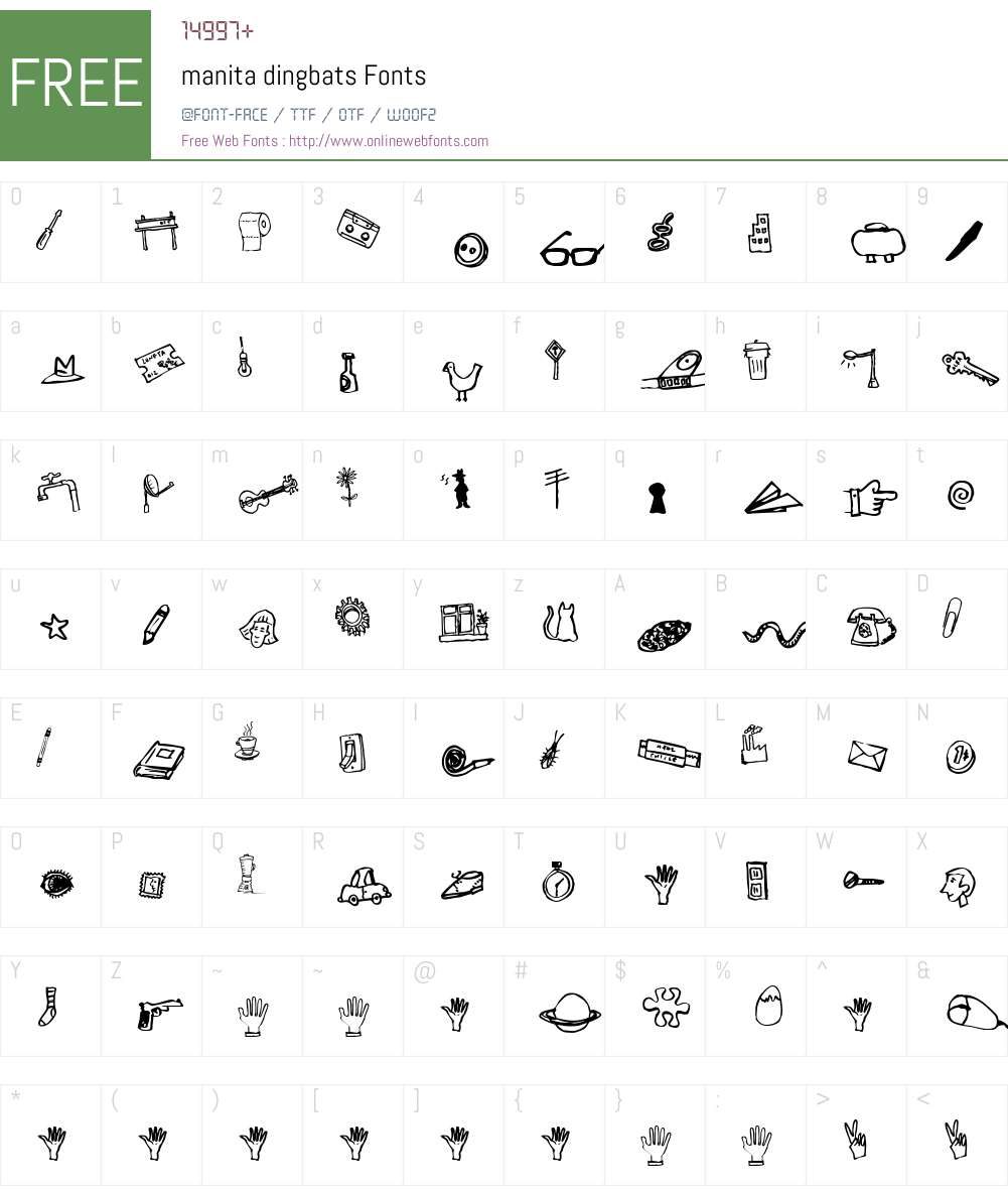 manita dingbats Font Screenshots