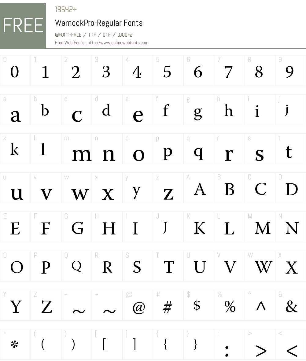 Warnock Pro Font Screenshots