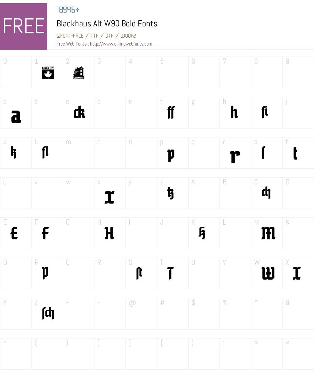 BlackhausAltW90-Bold Font Screenshots