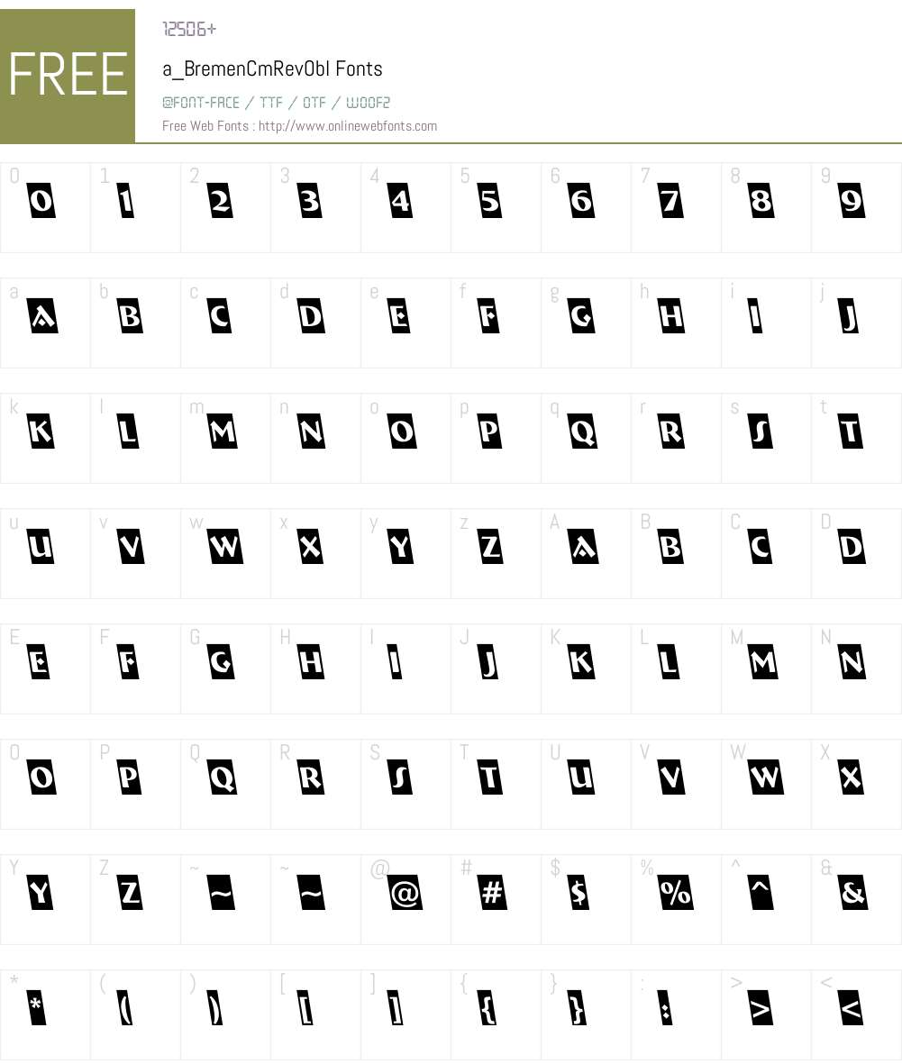 a_BremenCmRevObl Font Screenshots