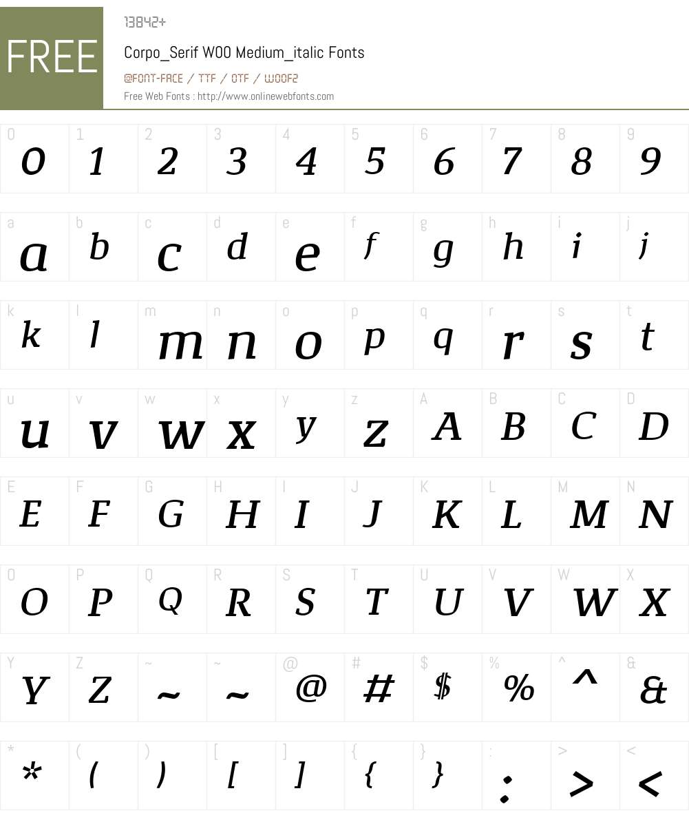 Corpo_SerifW00-Md_italic Font Screenshots