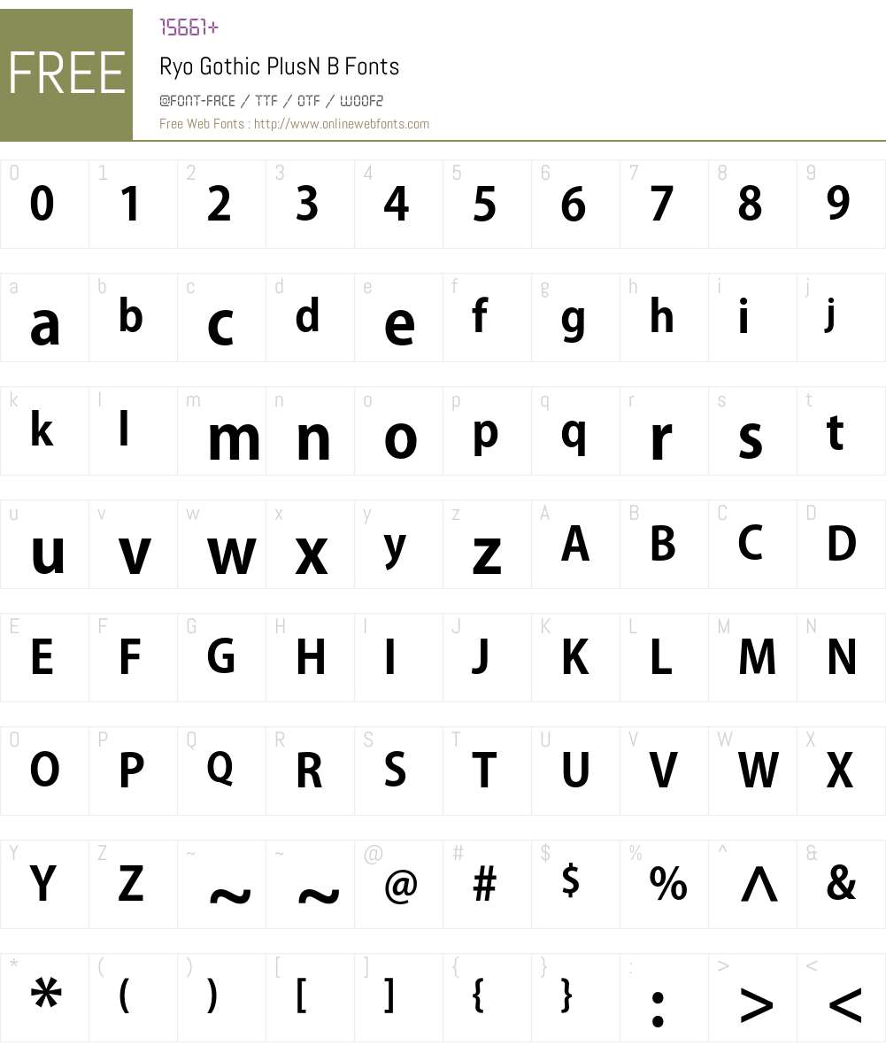 Ryo Gothic PlusN Font Screenshots