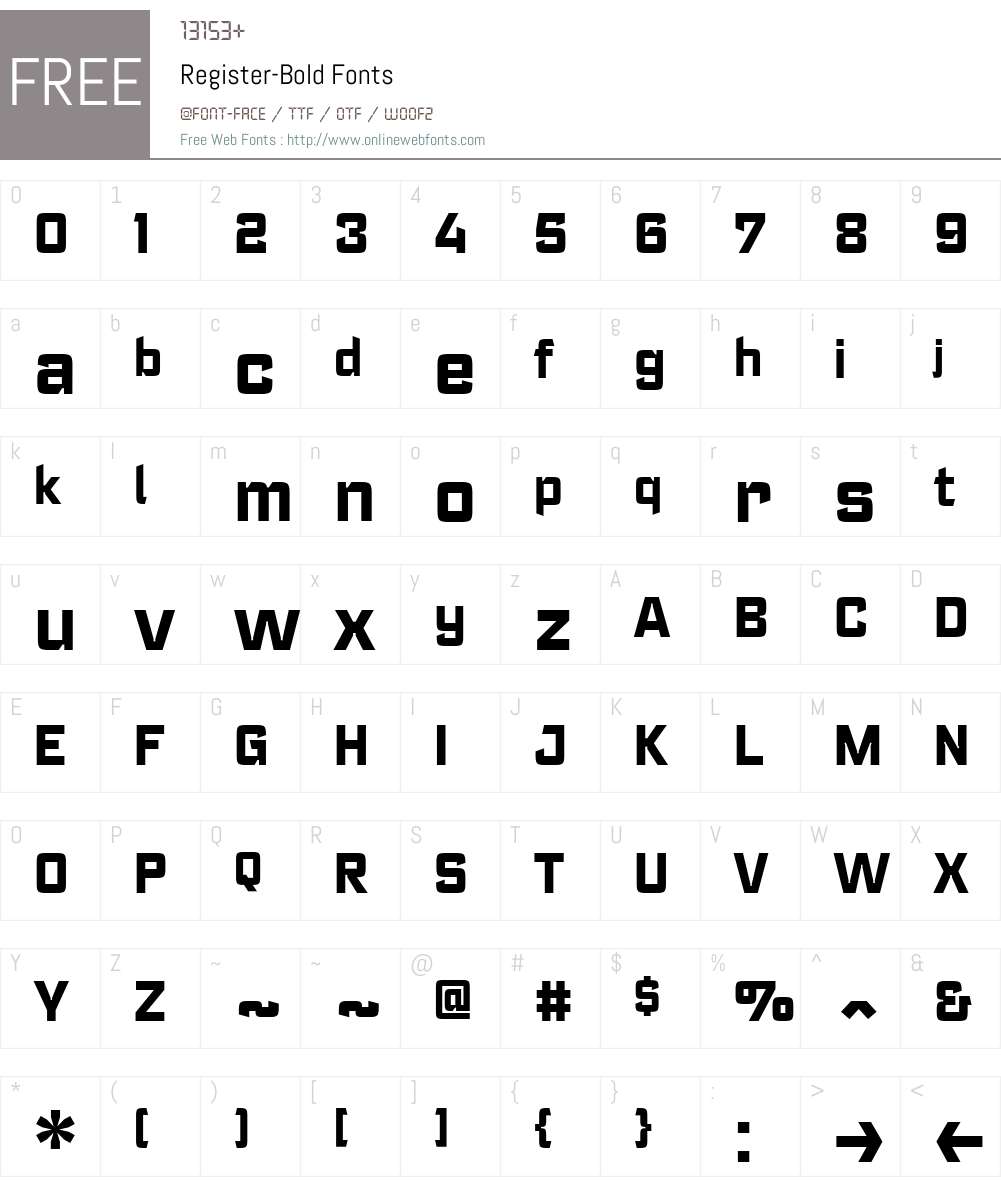 Register-Bold Font Screenshots