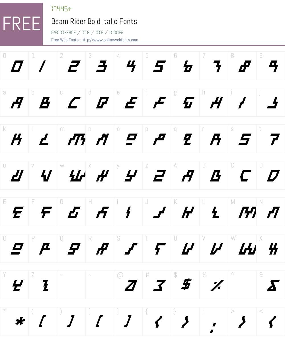 Beam Rider Bold Italic Font Screenshots