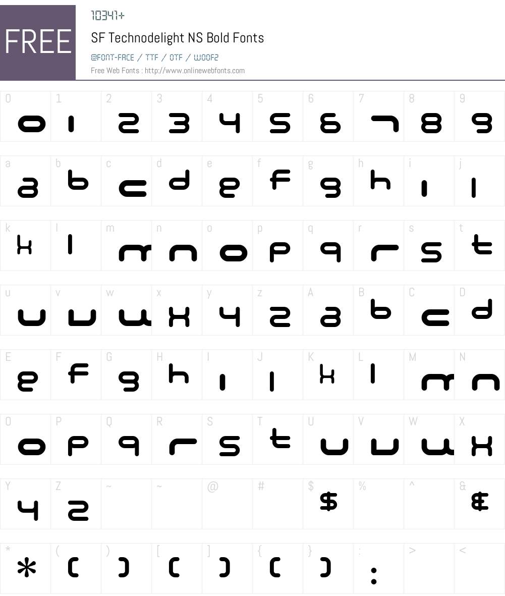 SF Technodelight NS Font Screenshots