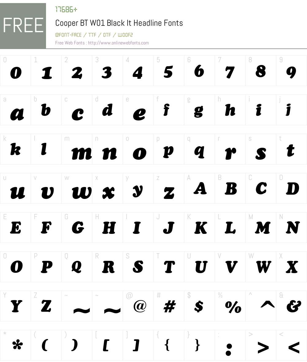 CooperBTW01-BlackItHeadline Font Screenshots