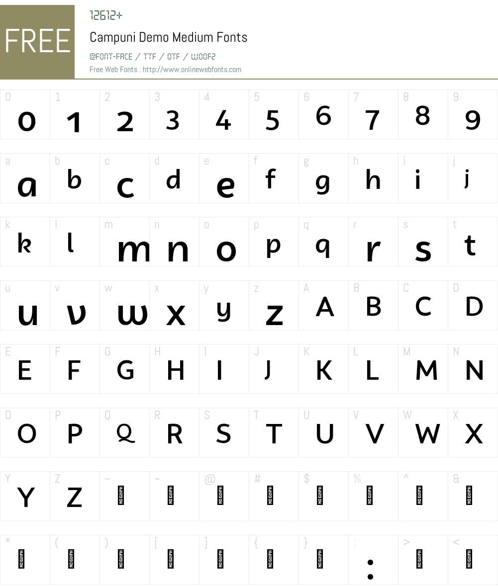 Campuni Demo Medium Font Screenshots
