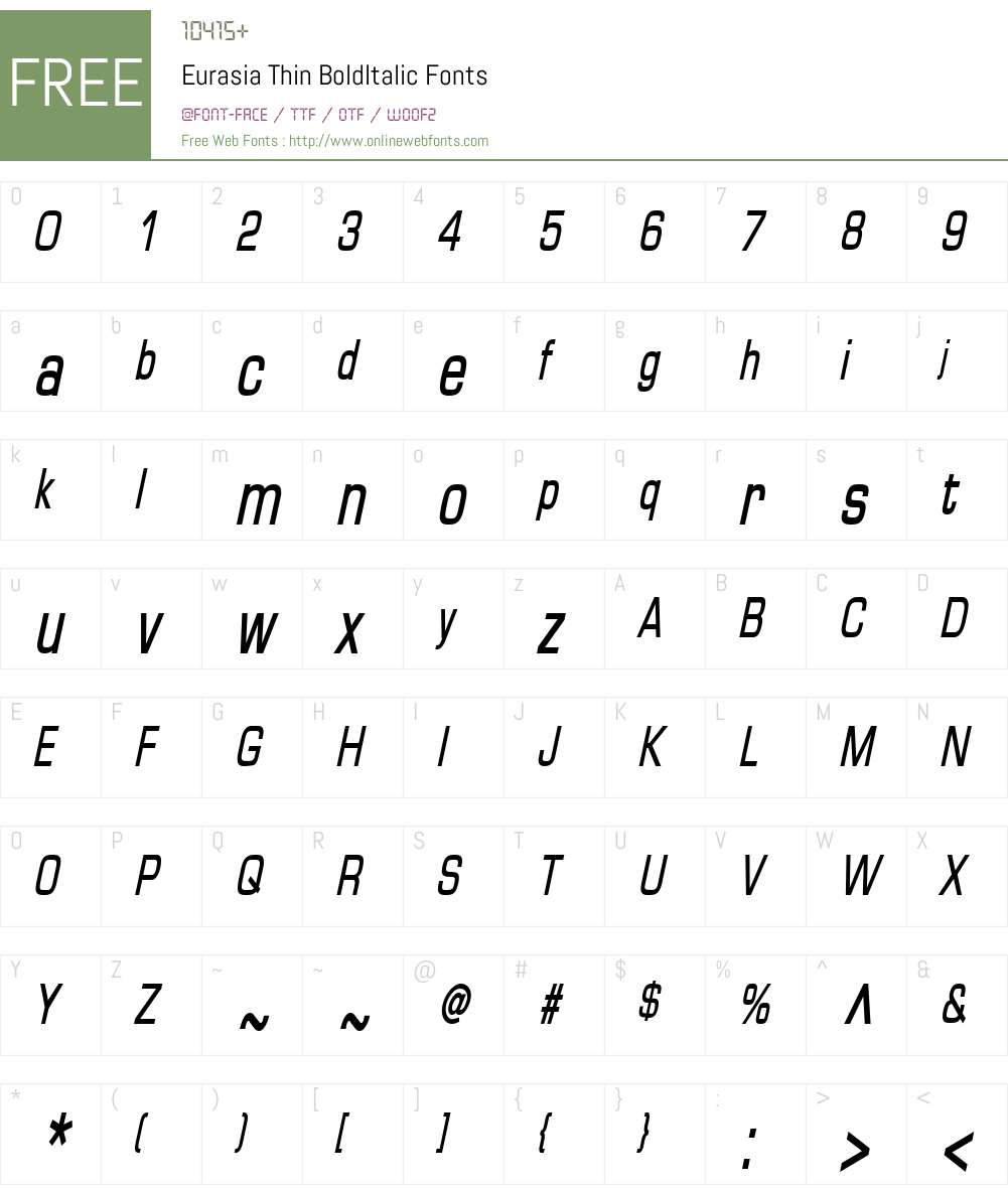 Eurasia Thin Font Screenshots