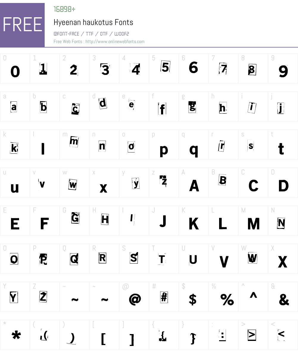 Hyeenan haukotus Font Screenshots