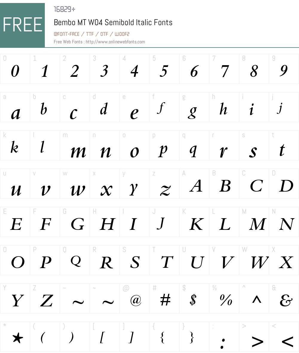 Bembo Font Screenshots