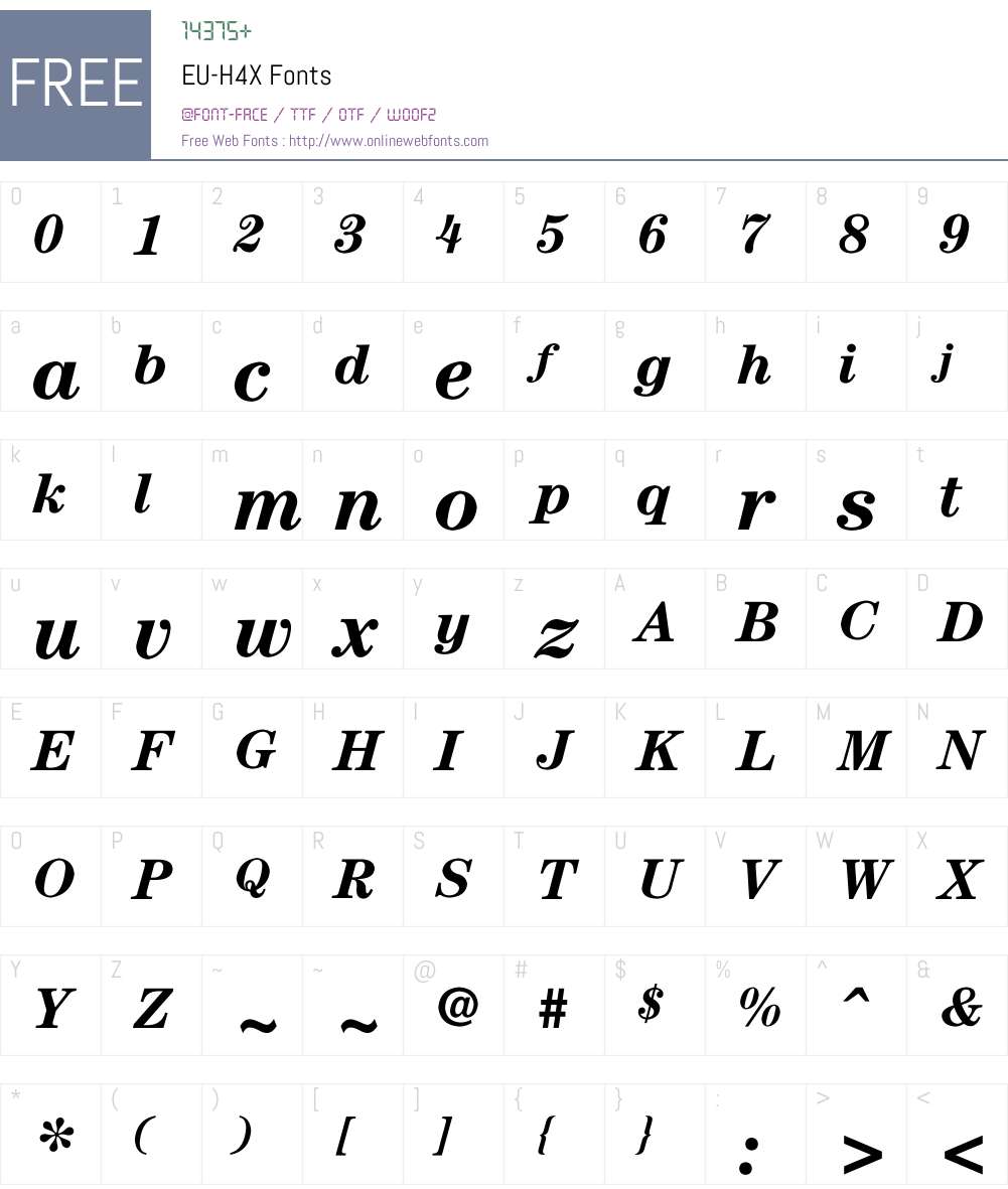 EU-H4X Font Screenshots
