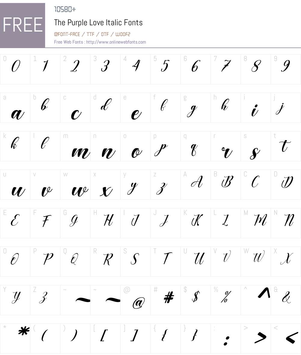 The Purple Love Italic Font Screenshots