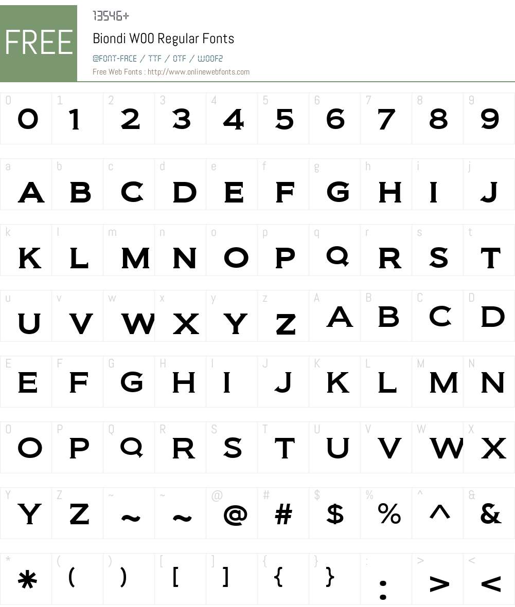 BiondiW00-Regular Font Screenshots