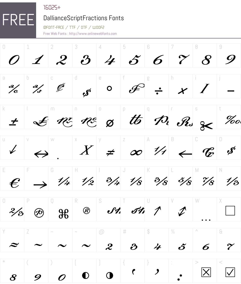 Dalliance Font Screenshots