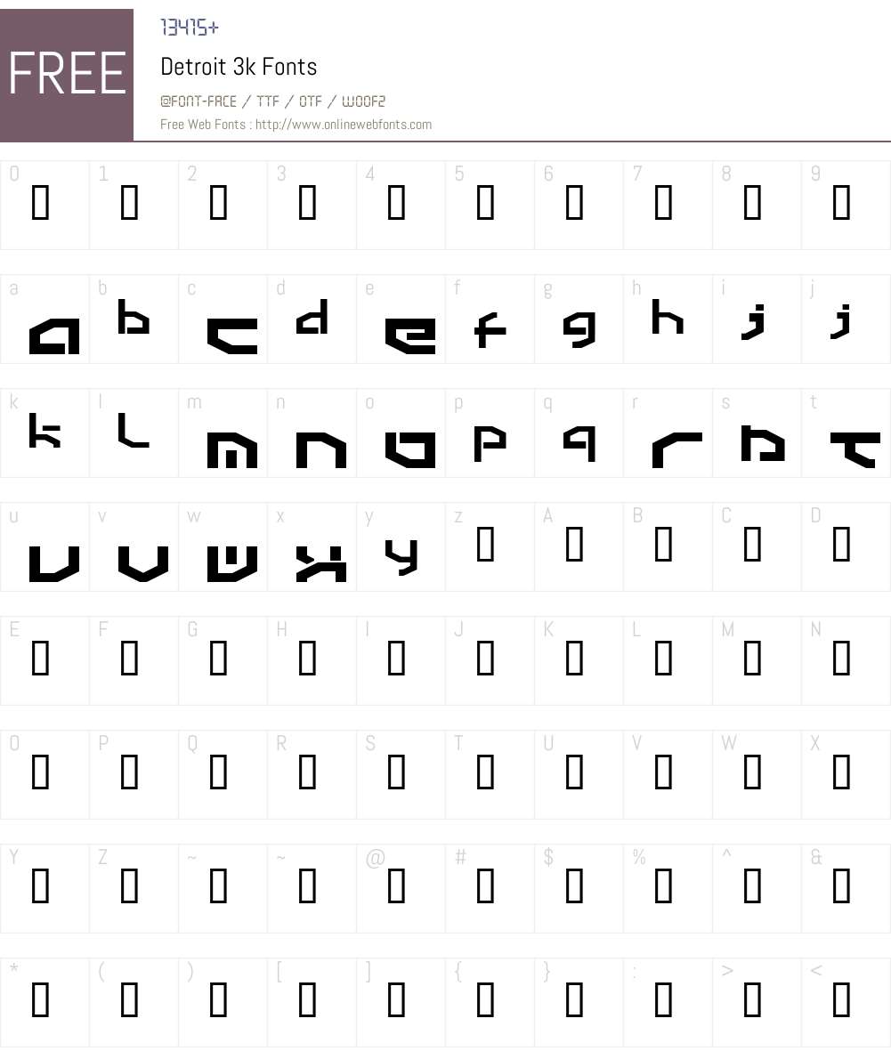 Detroit 3k Font Screenshots