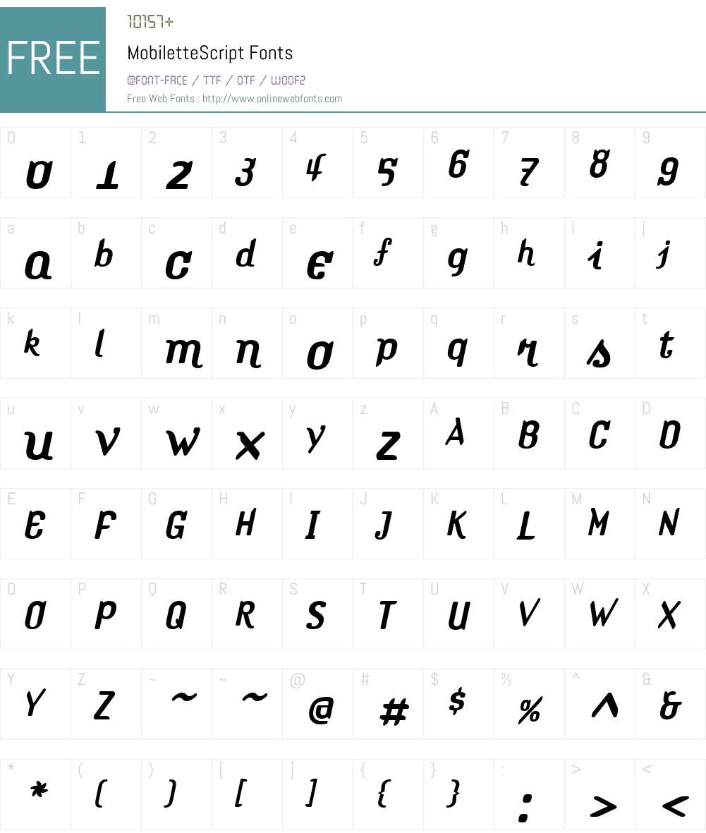 MobiletteW00-Script Font Screenshots
