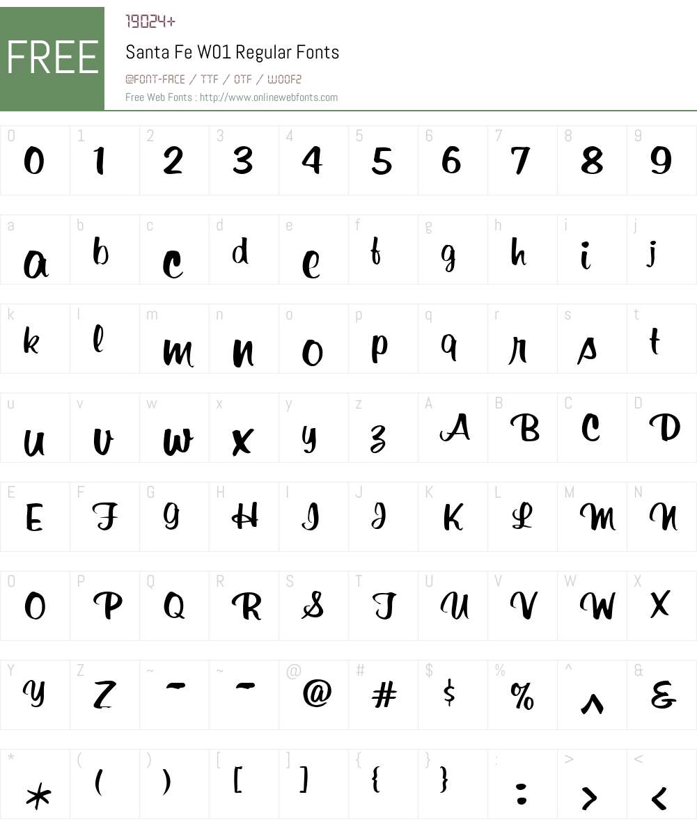 SantaFeW01-Regular Font Screenshots