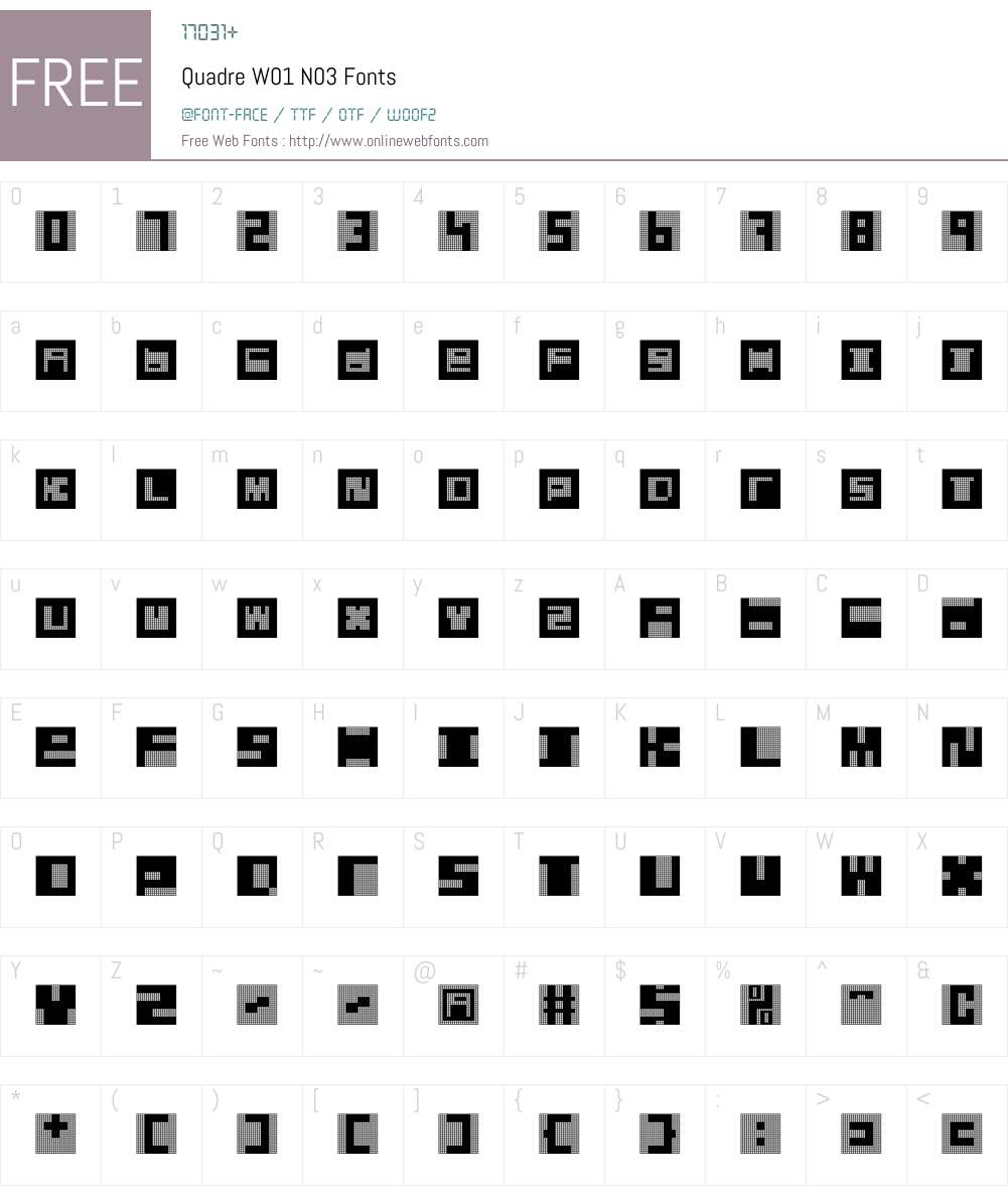QuadreW01-N03 Font Screenshots