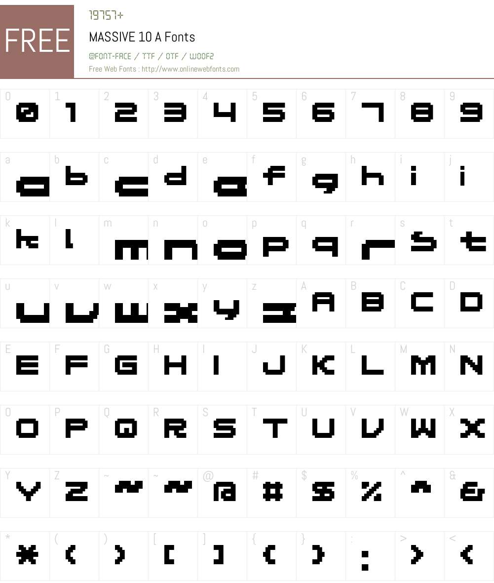 MASSIVE 10 A Font Screenshots