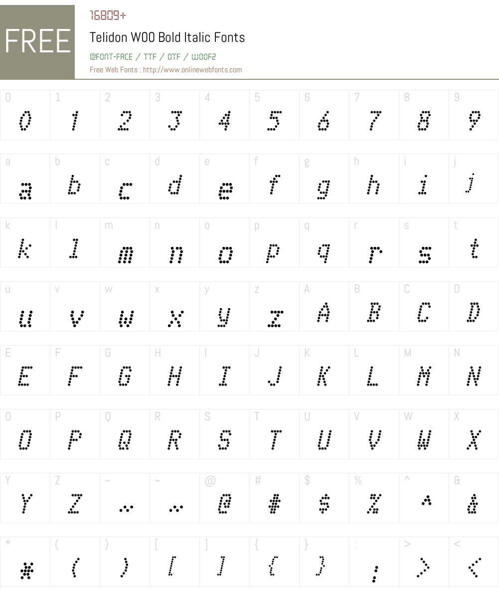 TelidonW00-BoldItalic Font Screenshots