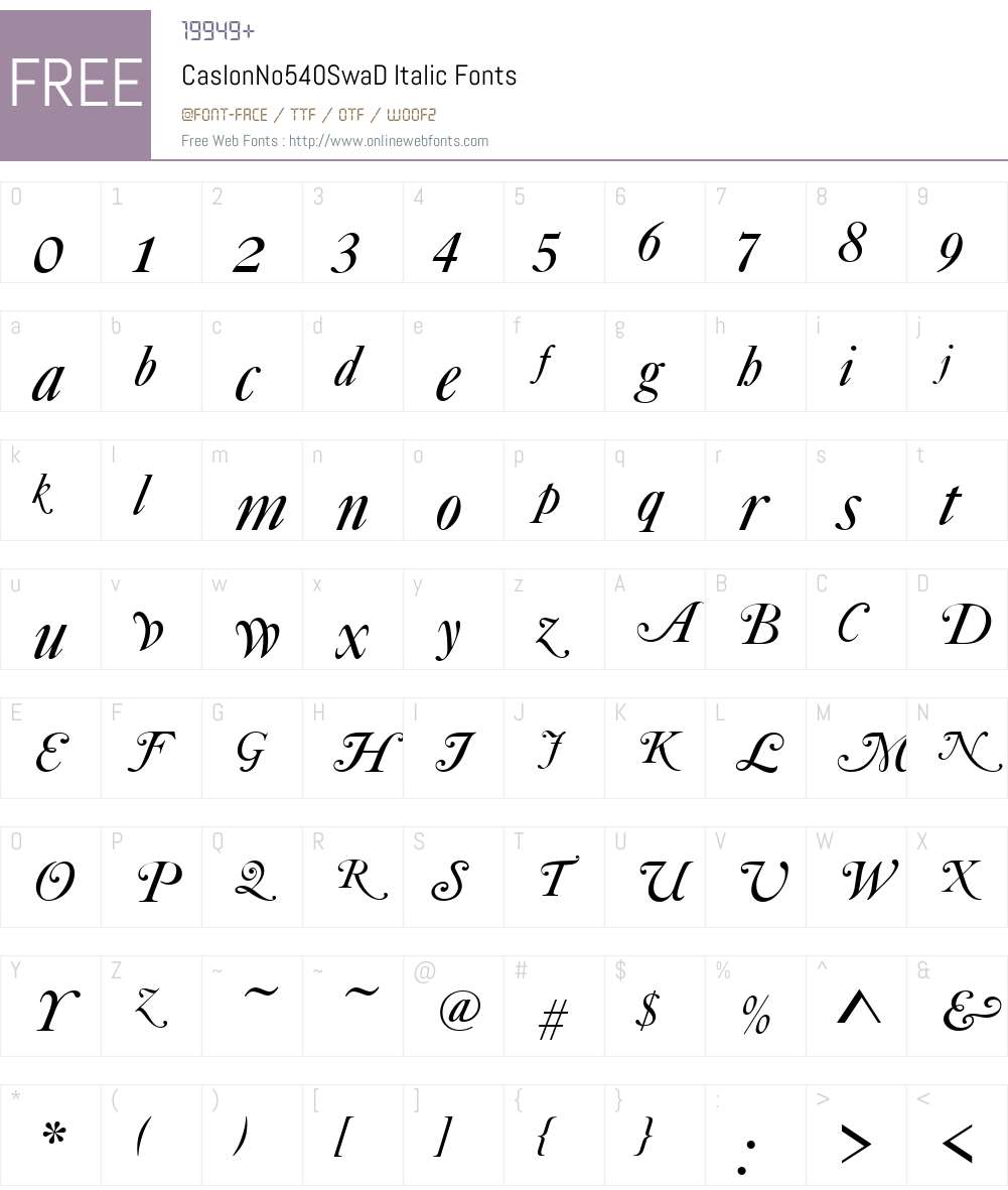CaslonNo540SwaD Font Screenshots