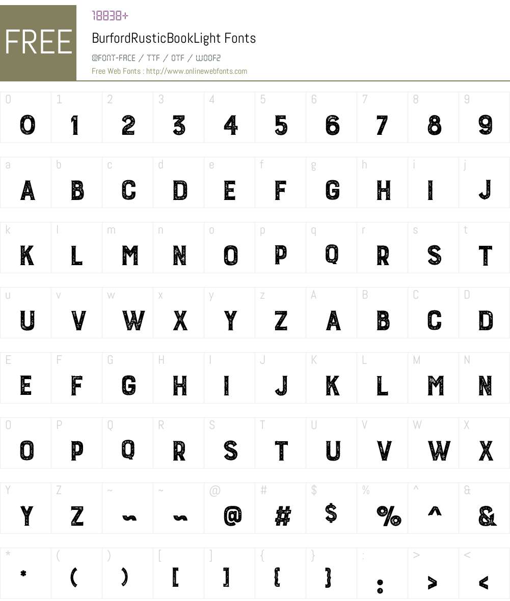 BurfordRusticBookLight Font Screenshots