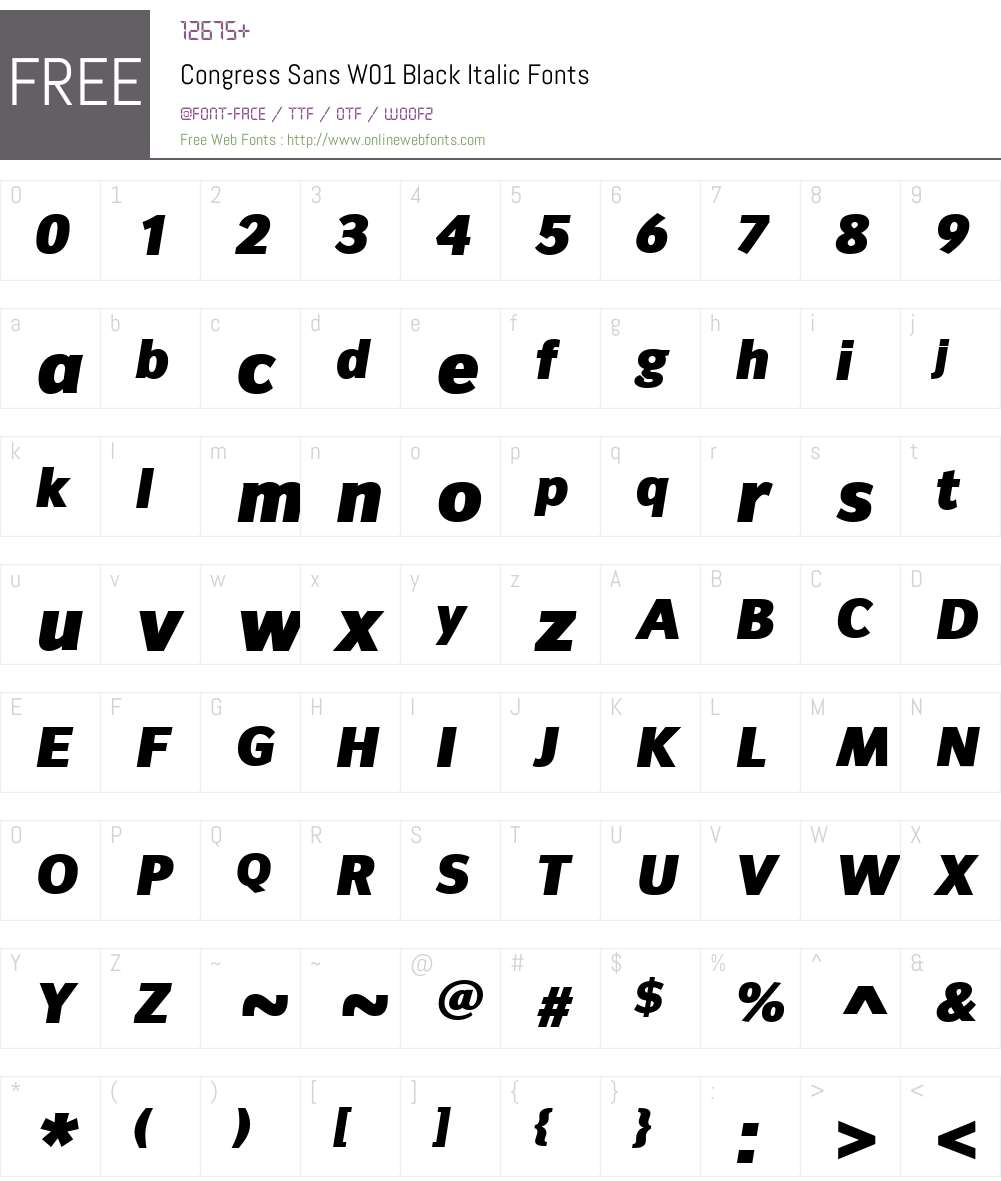 CongressSansW01-BlackIt Font Screenshots