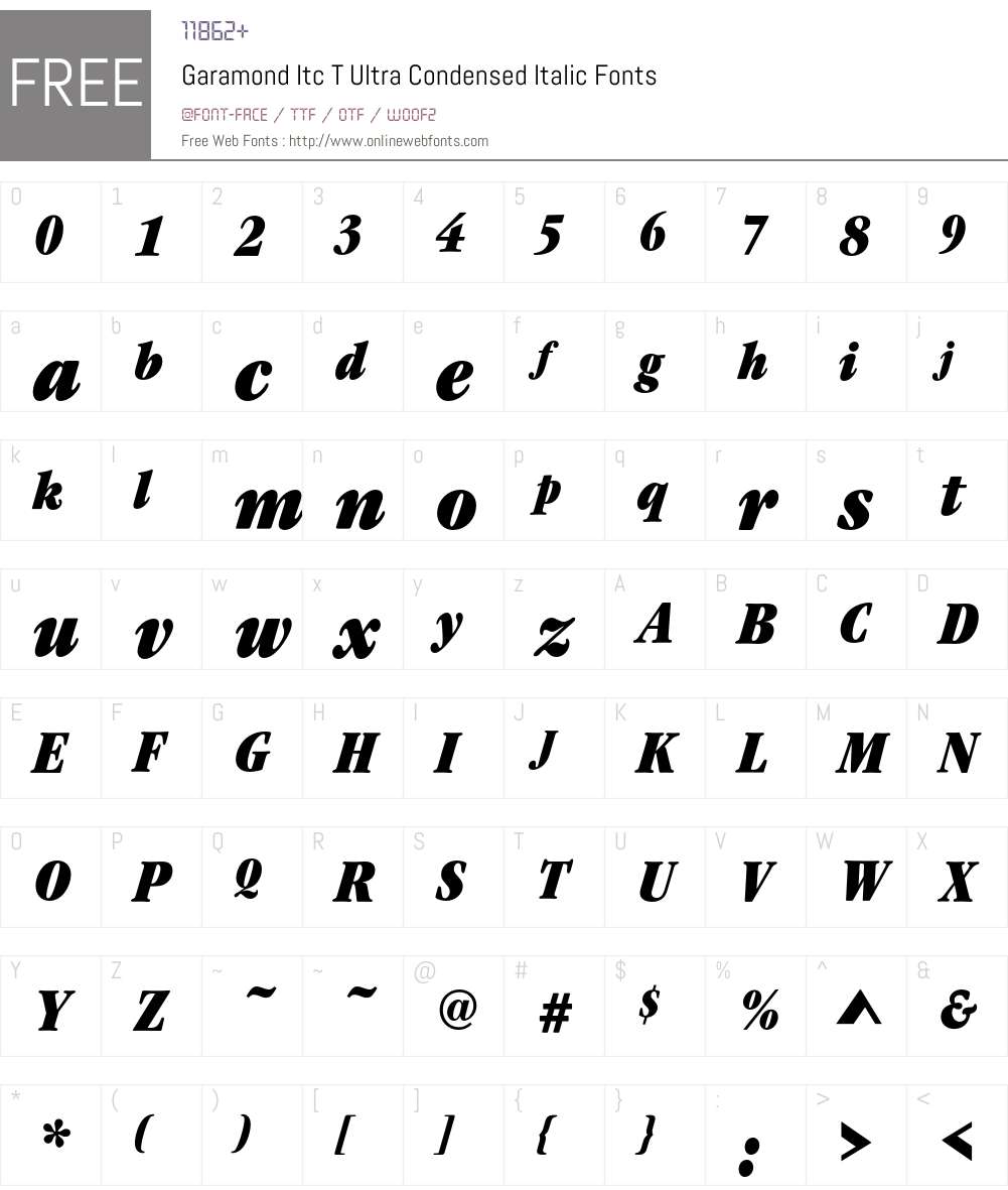 GaramItcTUltConIta Font Screenshots