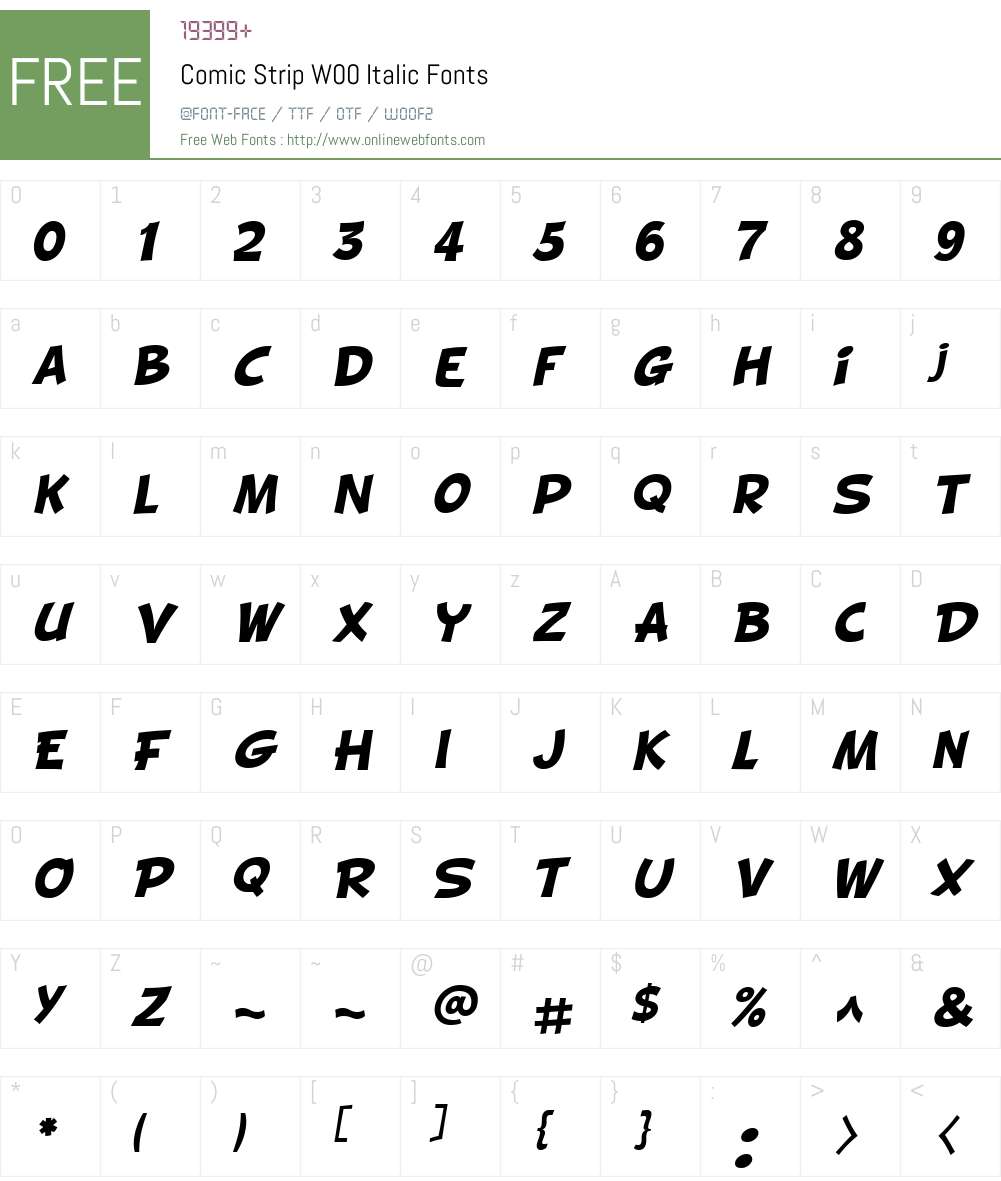 ComicStripW00-Italic Font Screenshots