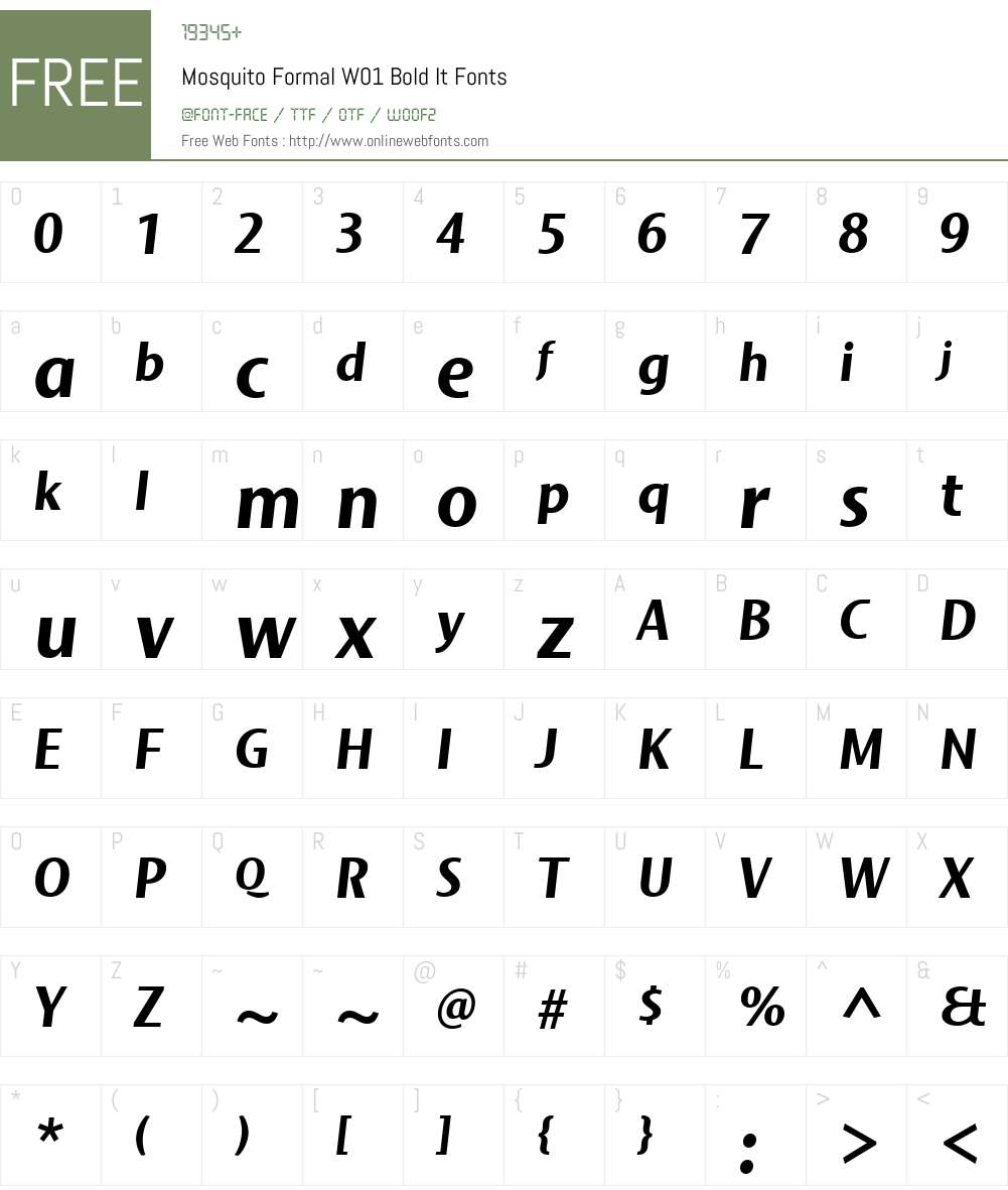 MosquitoFormalW01-BoldIt Font Screenshots