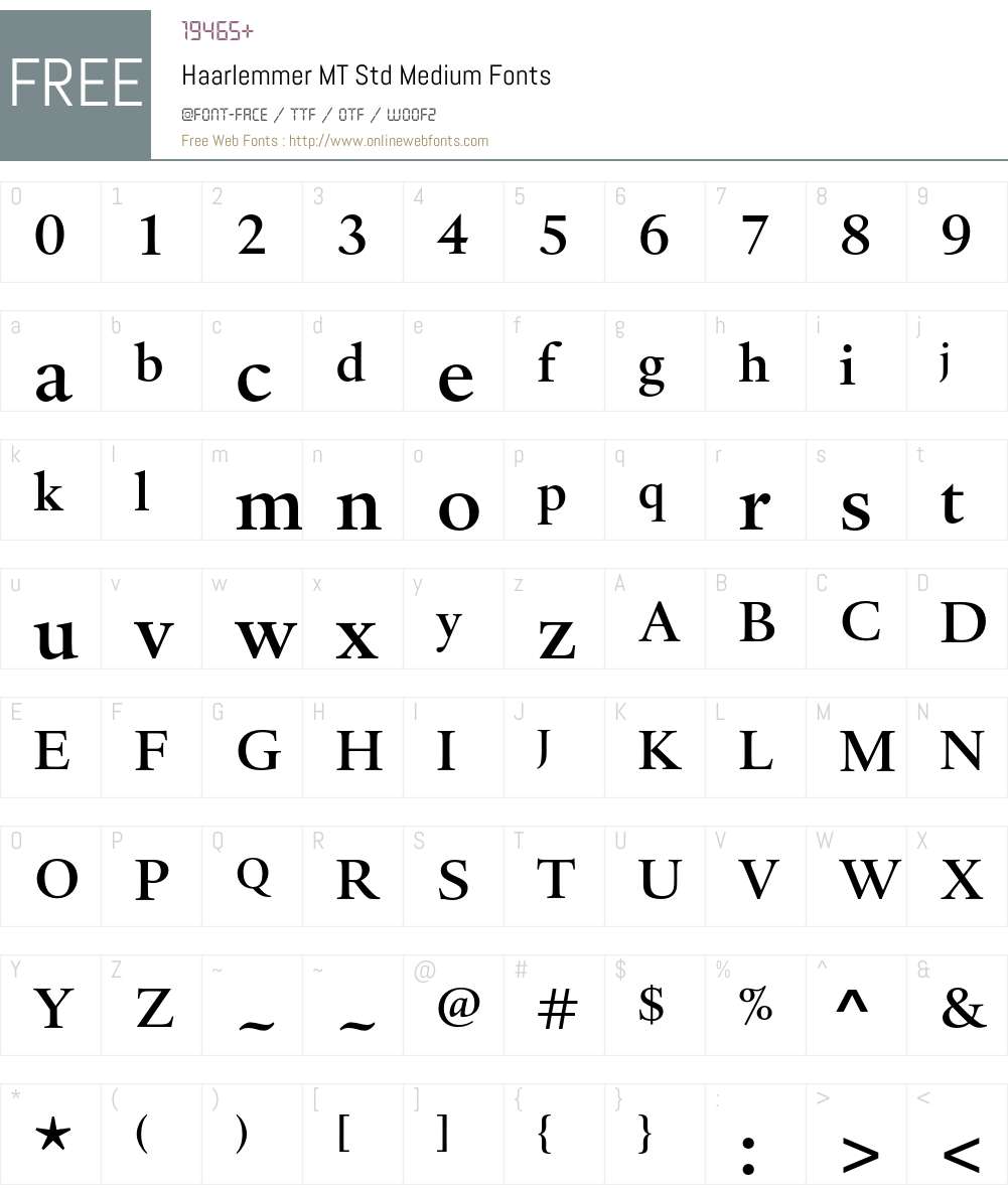 Haarlemmer MT Std Font Screenshots