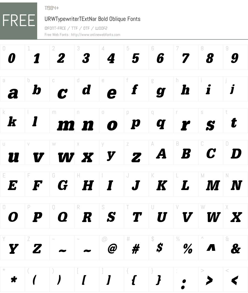 URWTypewriterTExtNar Font Screenshots