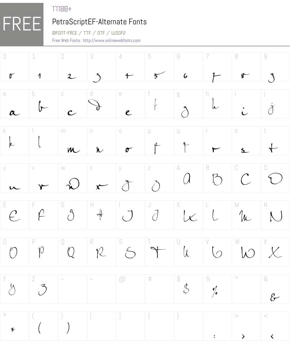 PetraScriptEF-Alternate Font Screenshots