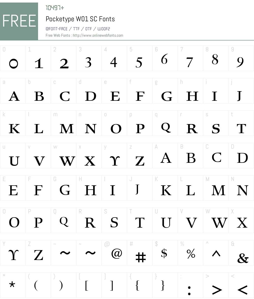 PocketypeW01-SC Font Screenshots