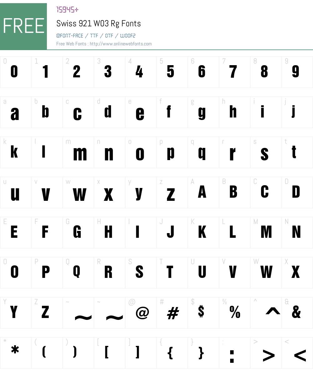 Swiss 921 Font Screenshots