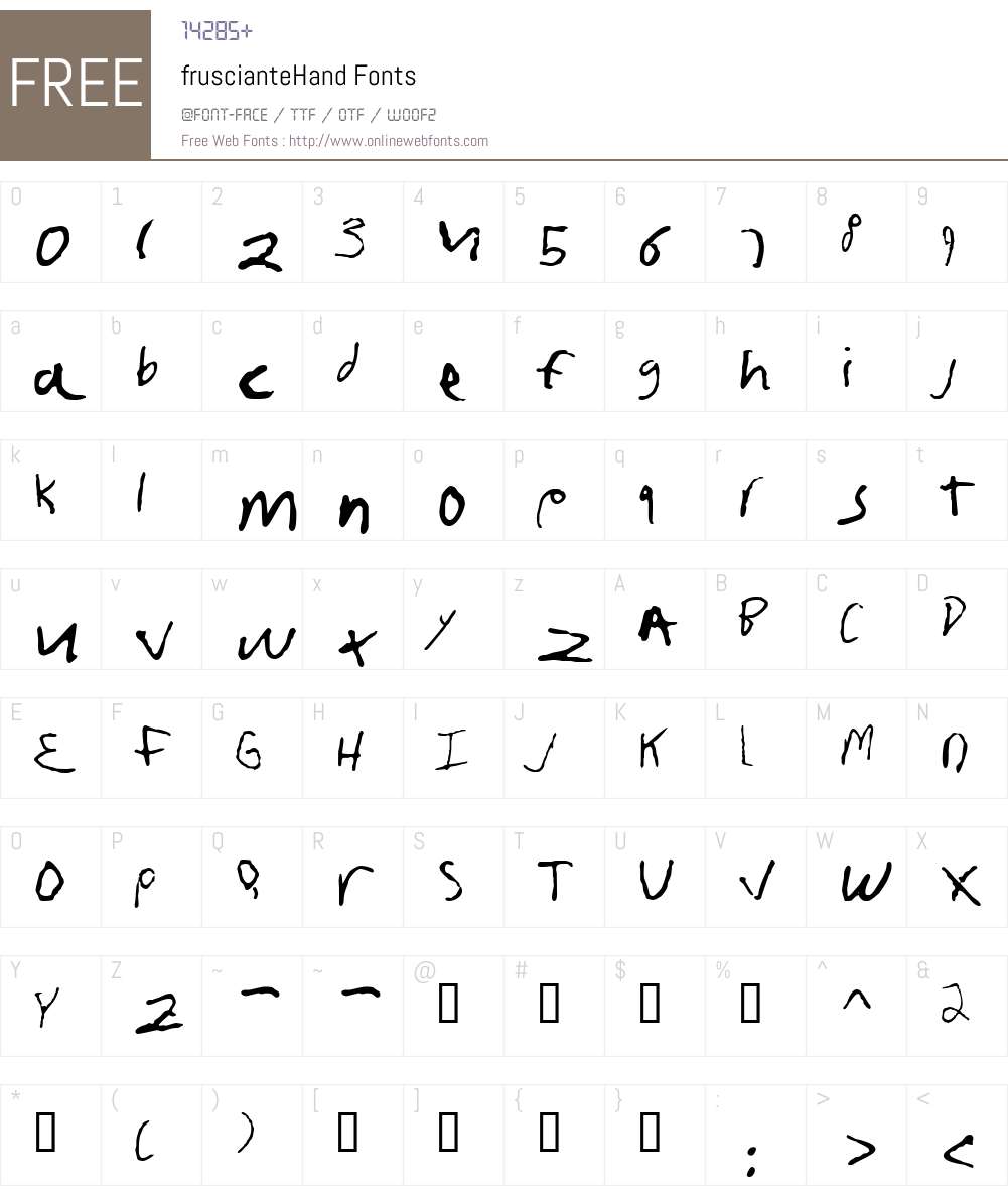 fruscianteHand Font Screenshots