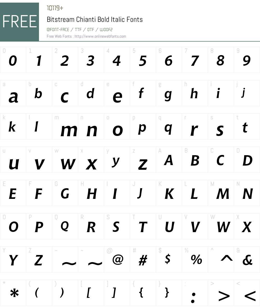 Bitstream Chianti Font Screenshots