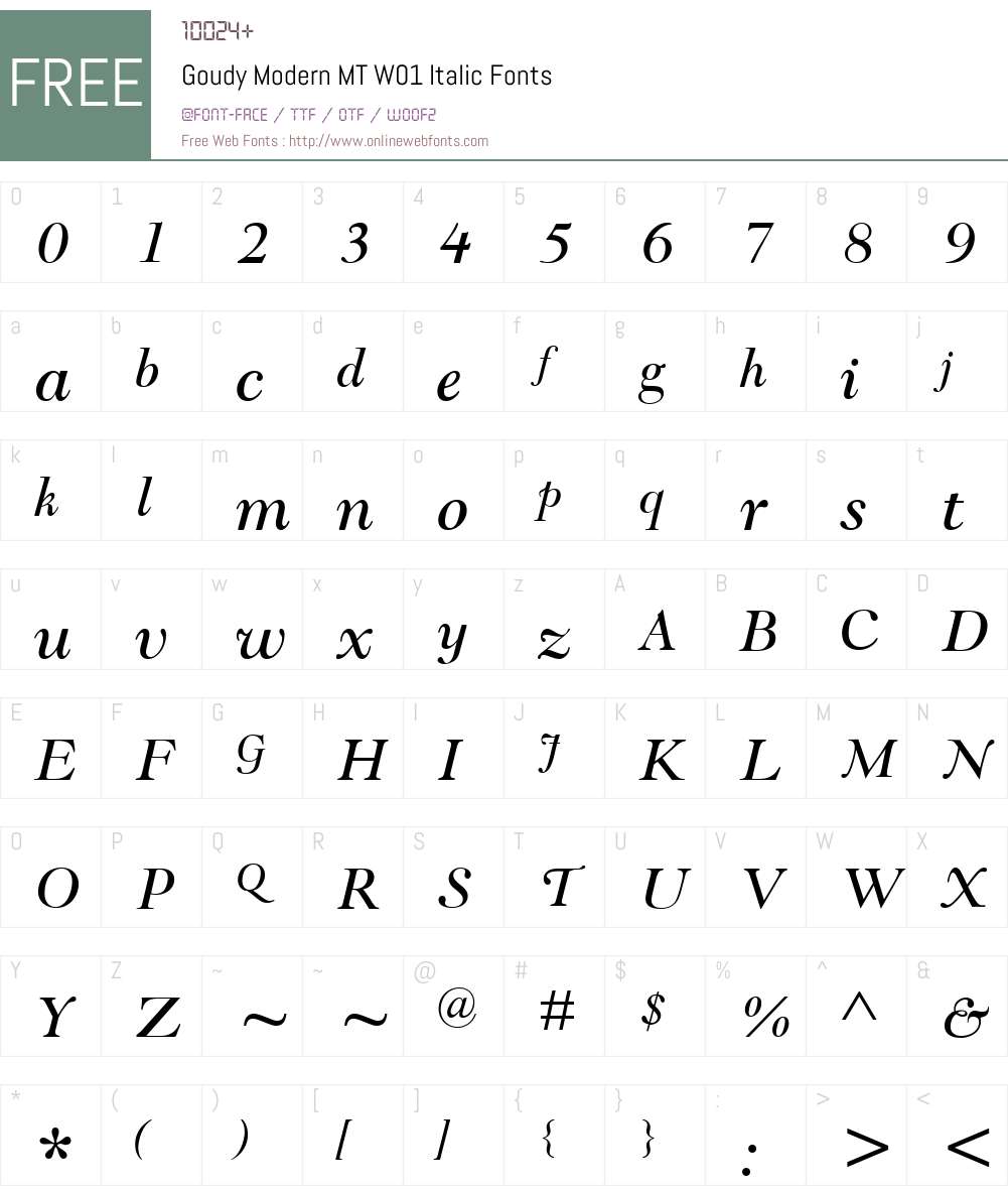 GoudyModernMTW01-Italic Font Screenshots