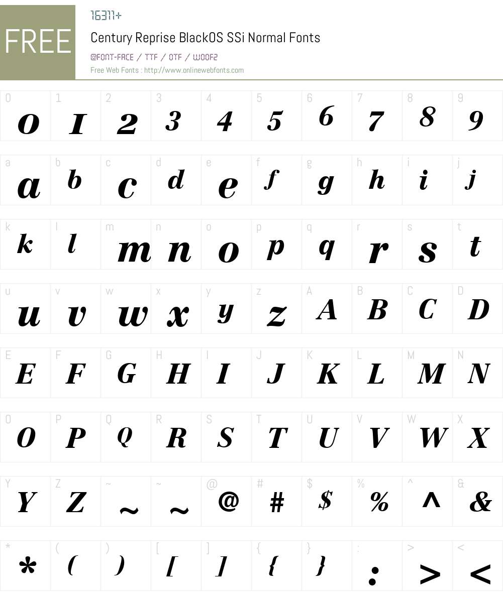 Century Reprise BlackOS SSi Font Screenshots