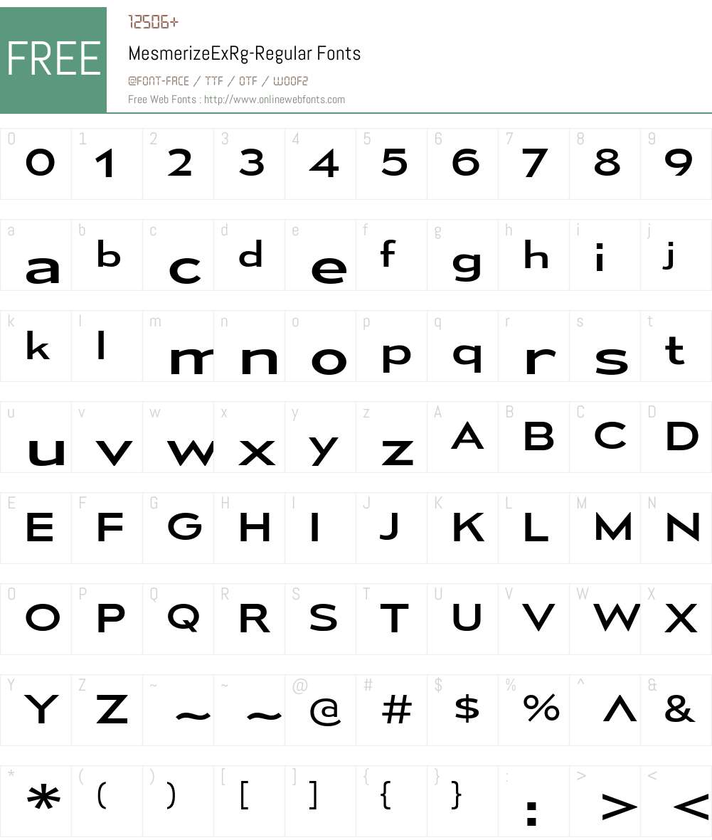 Mesmerize Font Screenshots