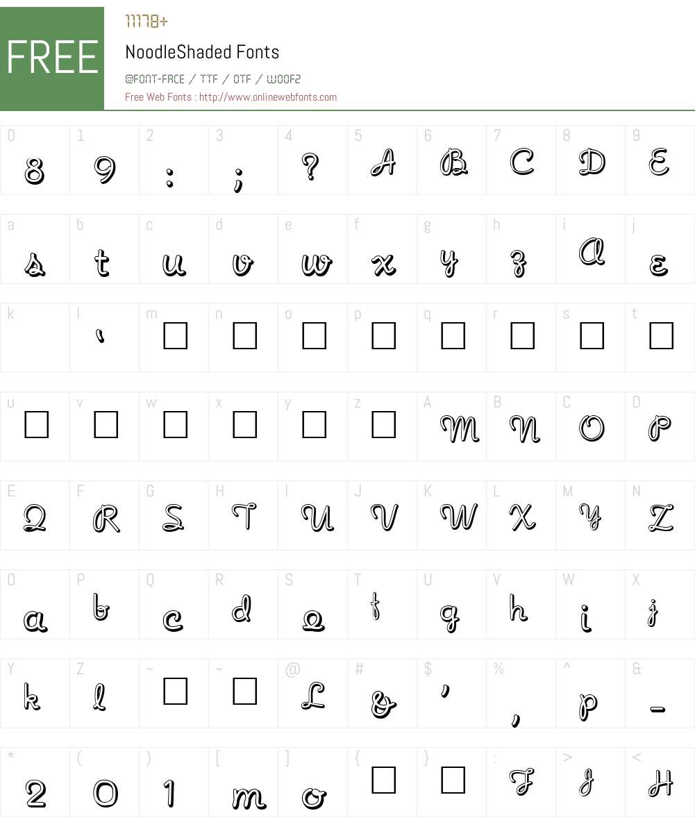 NoodleShaded Font Screenshots