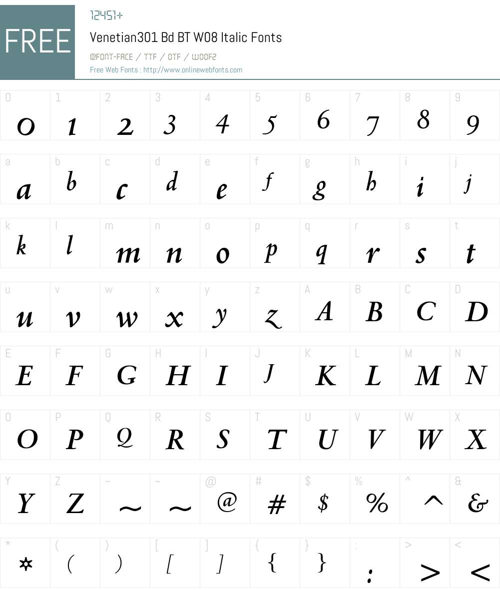 Venetian 301 Font Screenshots