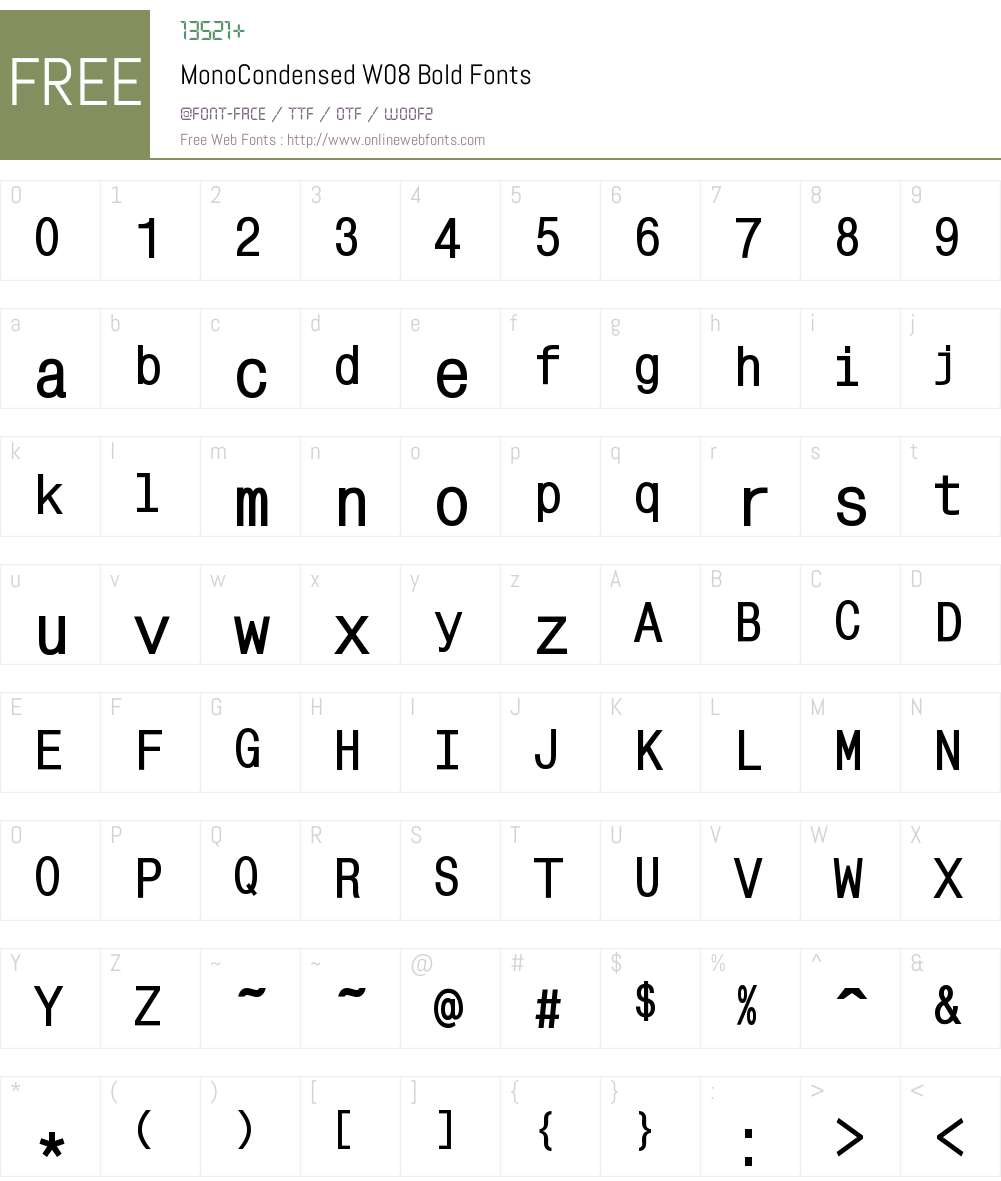 MonoCondensed Font Screenshots