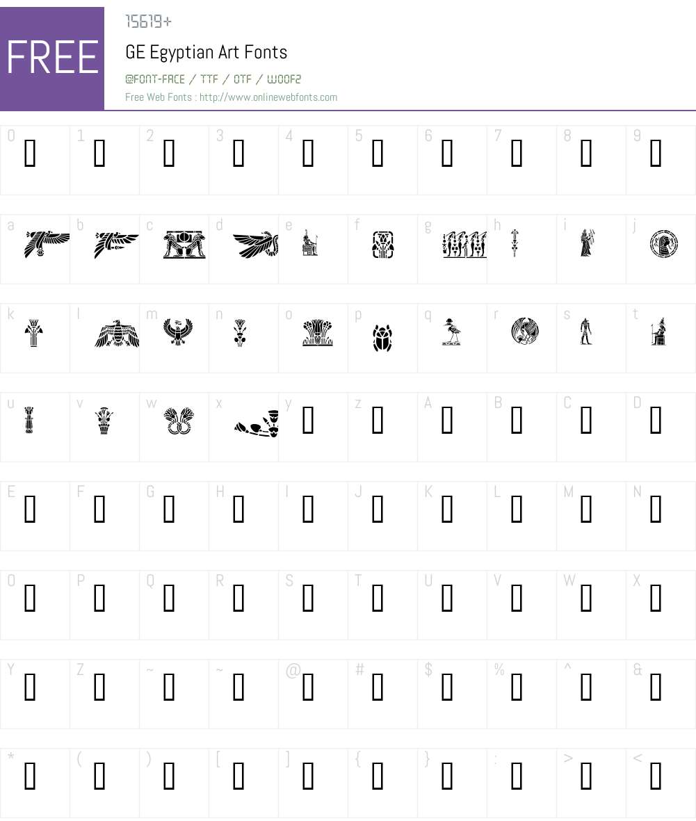 GE Egyptian Art Font Screenshots